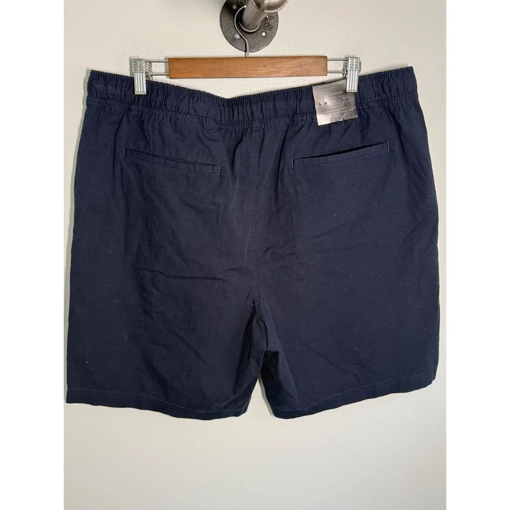 Banana Republic Mens Deck Short XL Navy Blue Organic Cotton 9 Inch Inseam NWT